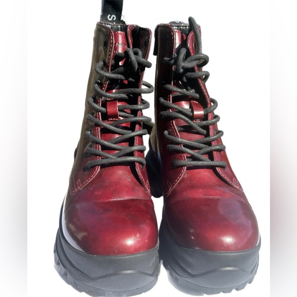 Stella McCartney Trace Brushoff Lace Up Booties - Plum. Size 36 - Picture 3 of 12